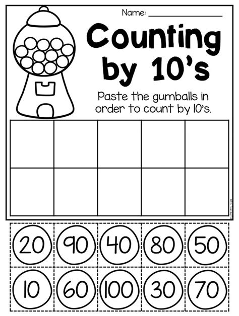 counting by 10s worksheet cut and paste